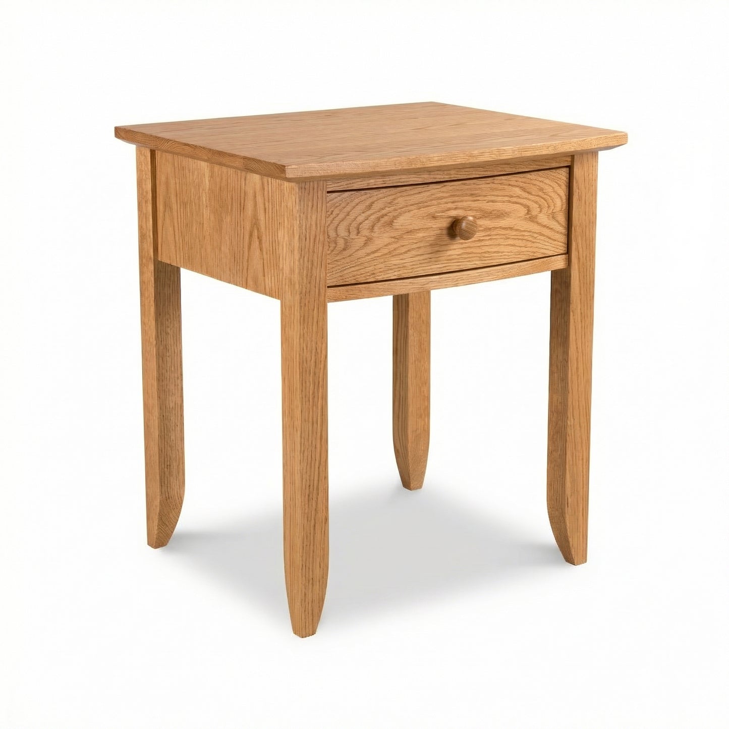 Bow Front 1-Drawer Nightstand by Lyndon Furniture, expertly handcrafted in Vermont from sustainable wood with a curved front and single drawer.