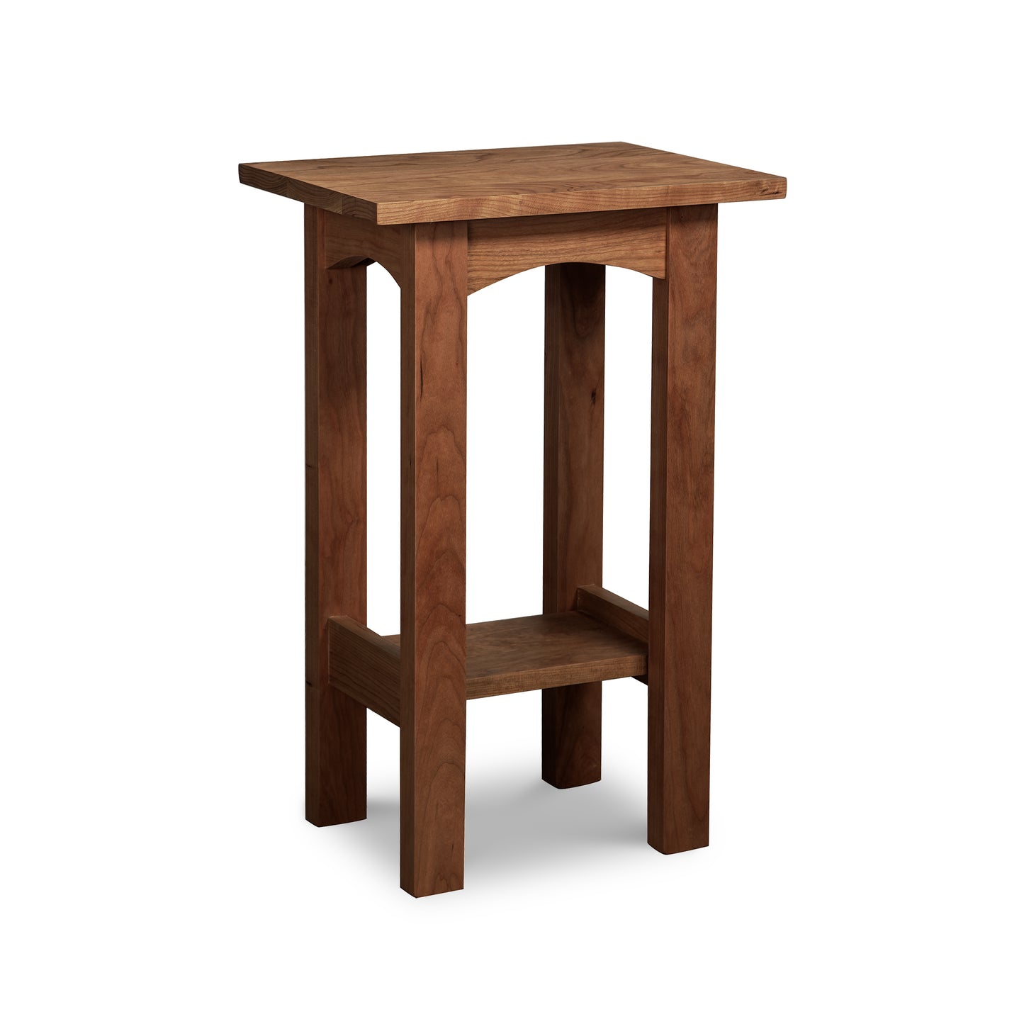 Burlington Shaker End Table by Vermont Furniture Designs, crafted from solid wood with straight legs and a functional lower shelf, American made.