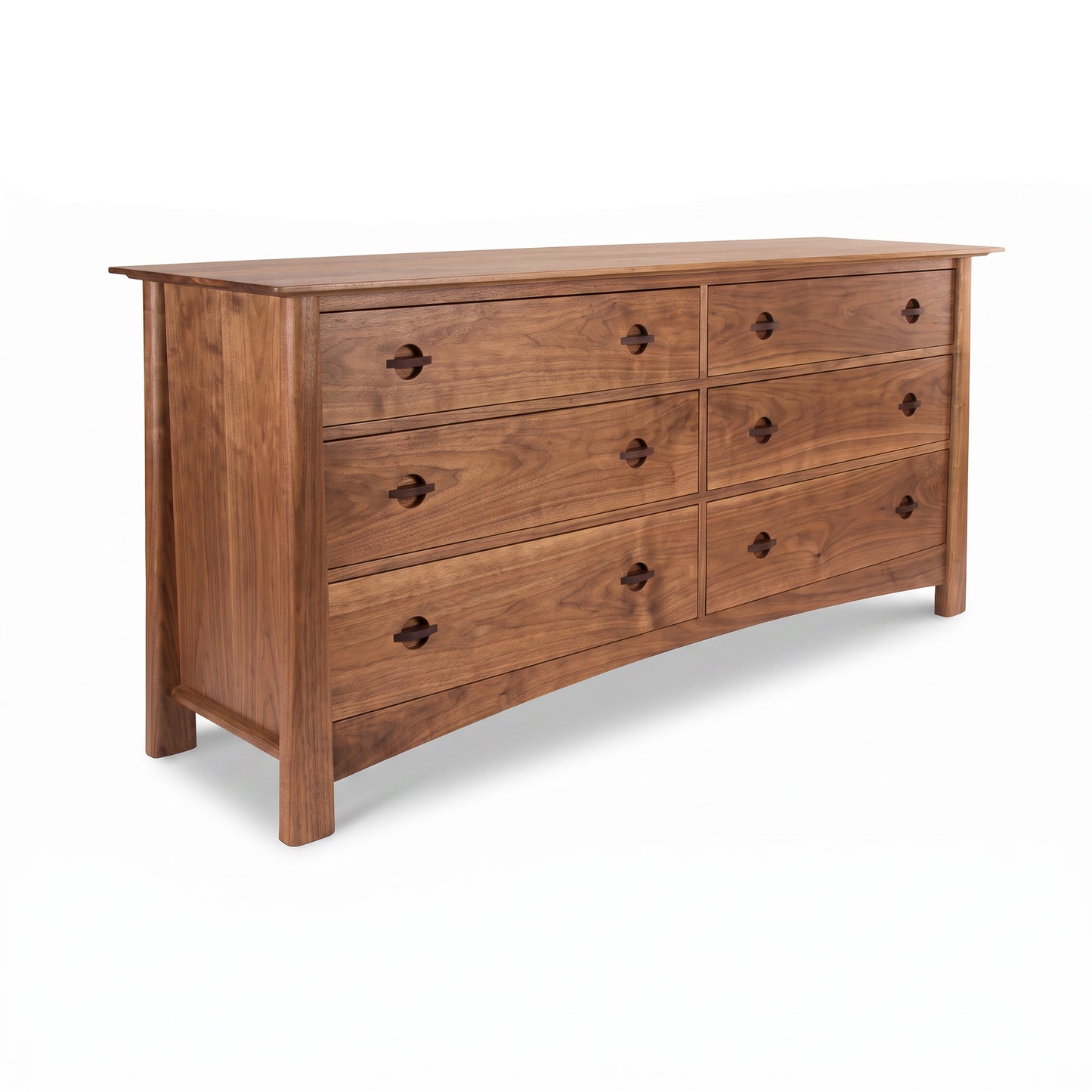 Cherry Moon 6-Drawer Dresser by Maple Corner Woodworks, crafted from eco-friendly wood with two rows of three drawers, American made furniture.