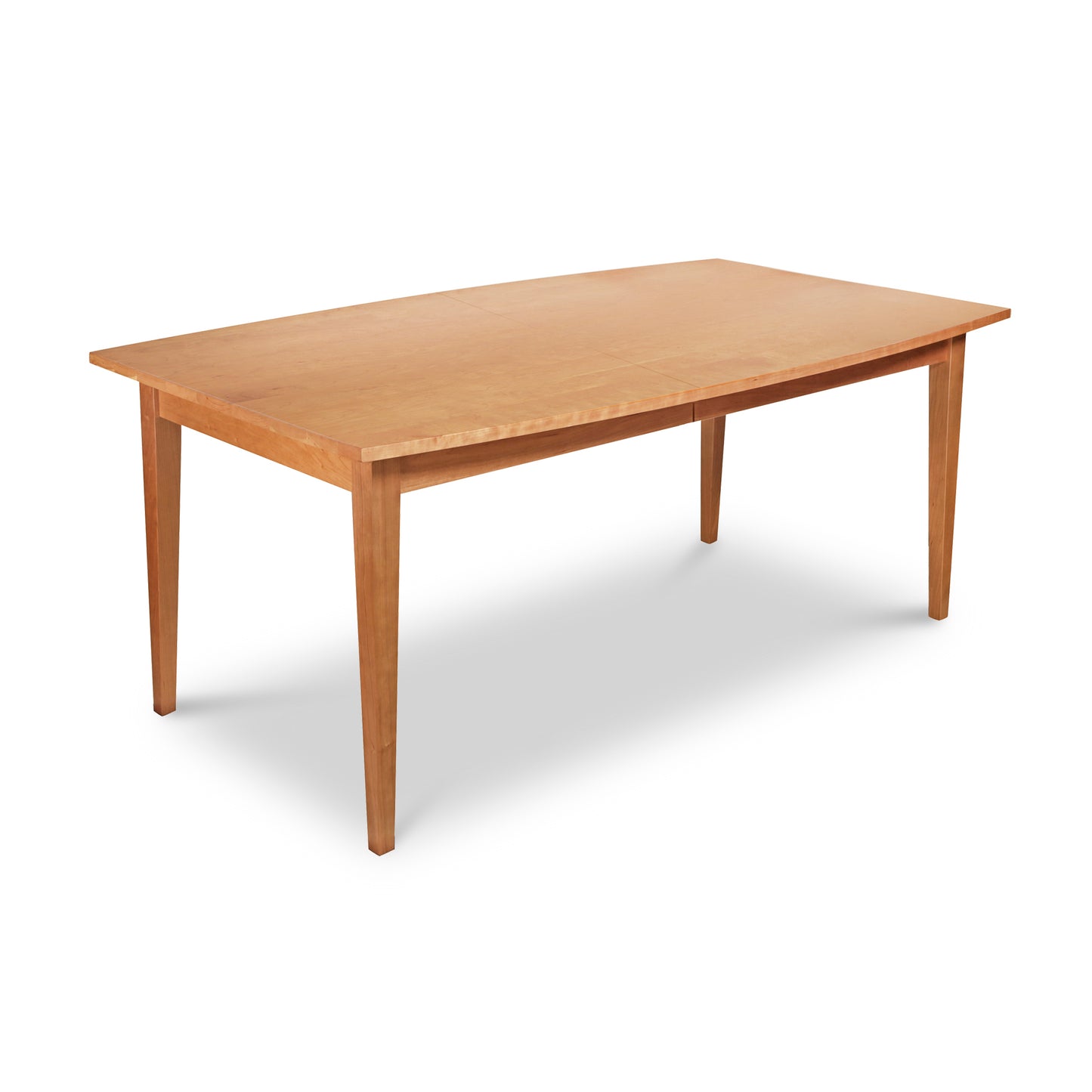 Lyndon Furniture Classic Shaker Boat-Top Extension Table with four straight legs, showcasing its elegant wood craftsmanship and boat-shaped top.