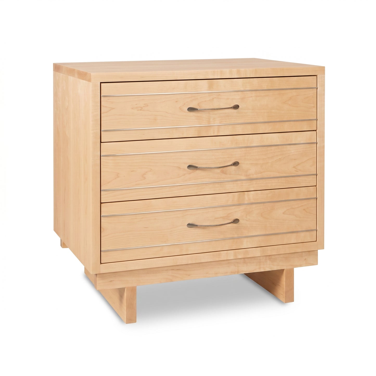 Contemporary Cable 3-Drawer Chest by Vermont Furniture Designs, featuring unique cable pulls and a sturdy base, crafted from quality hardwood.