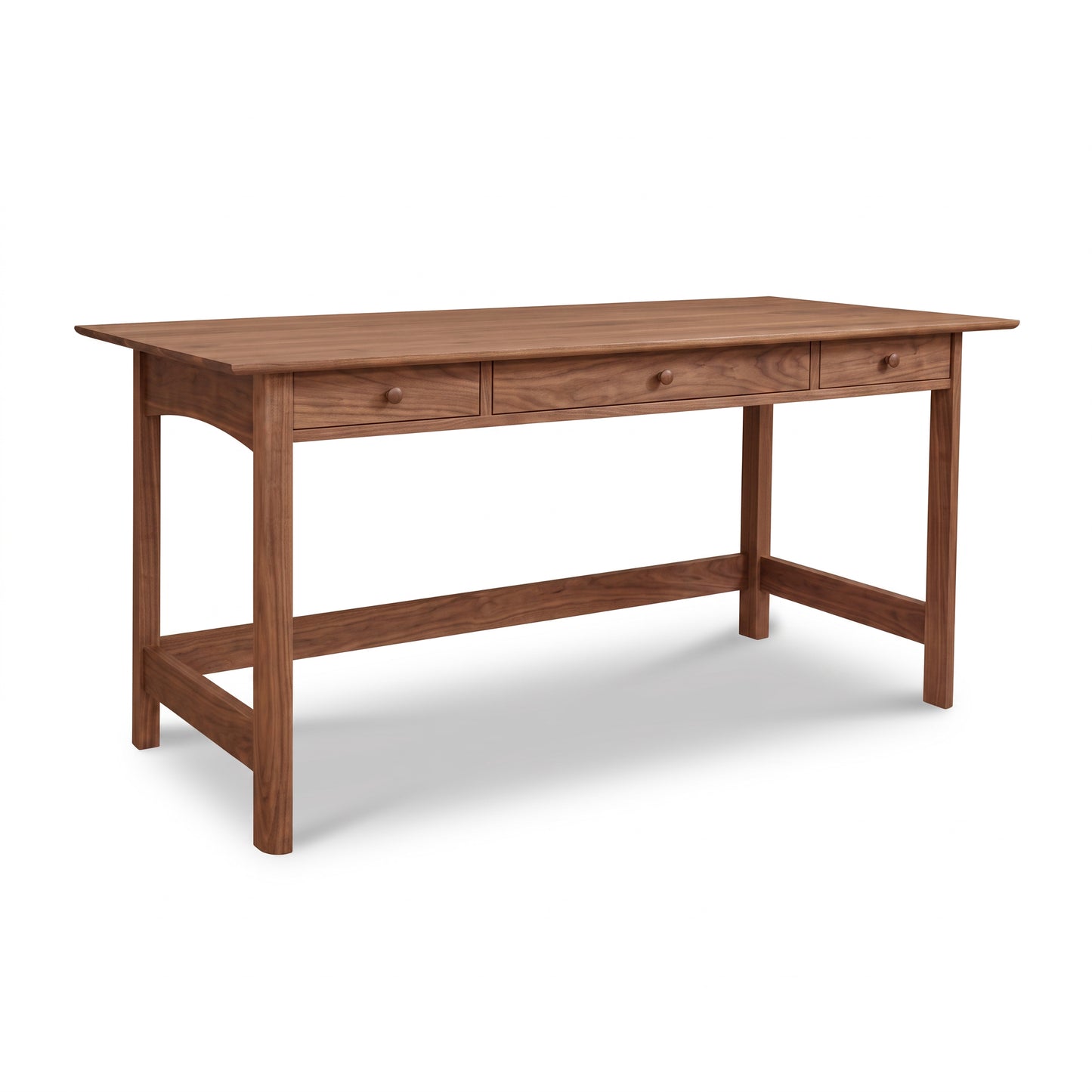 Heartwood Shaker Library Desk by Vermont Furniture Designs in solid wood, featuring three drawers and handcrafted detailing.