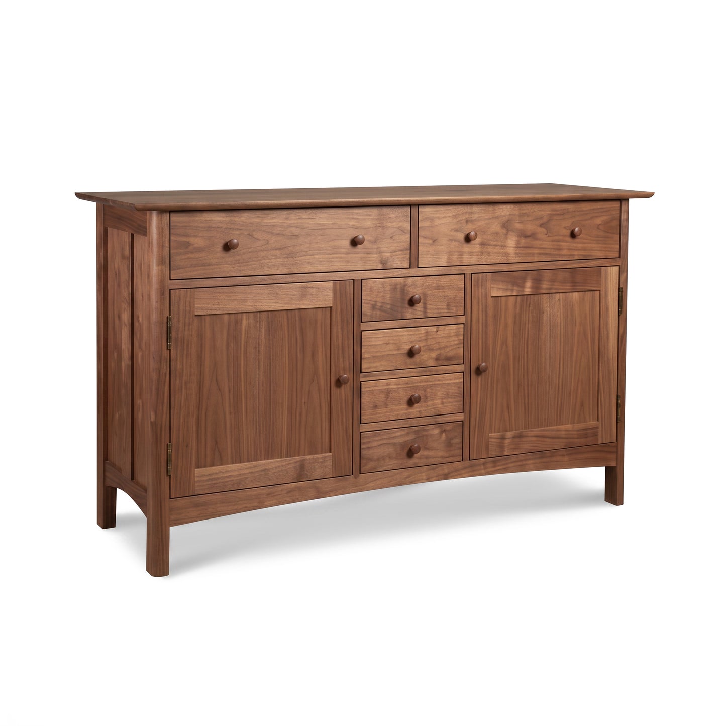 Heartwood Shaker Sideboard by Vermont Furniture Designs in solid hardwood with two large doors and multiple storage drawers, American made.