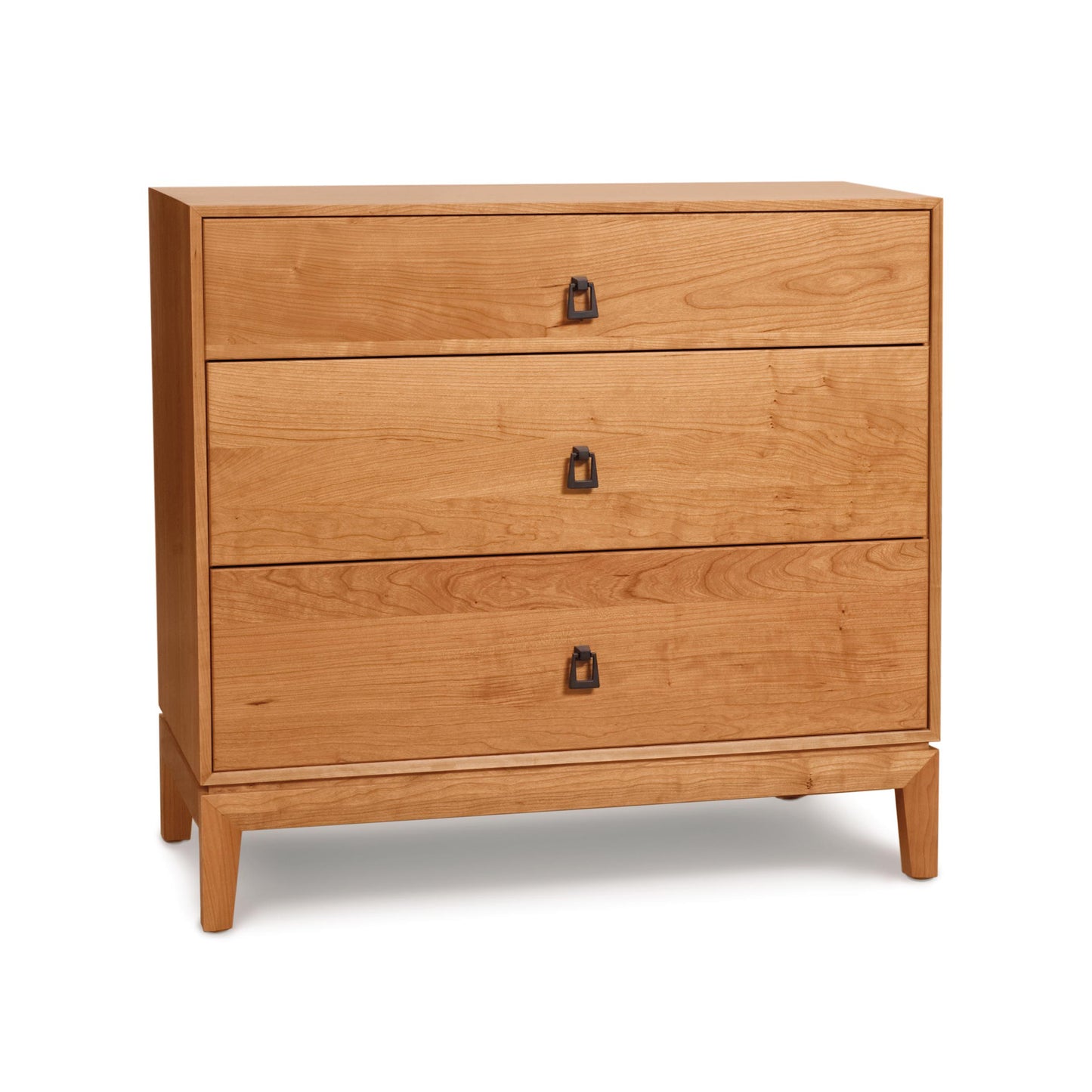 Mansfield 3-Drawer Chest by Copeland Furniture with simple metal handles and short legs, handcrafted in Vermont.