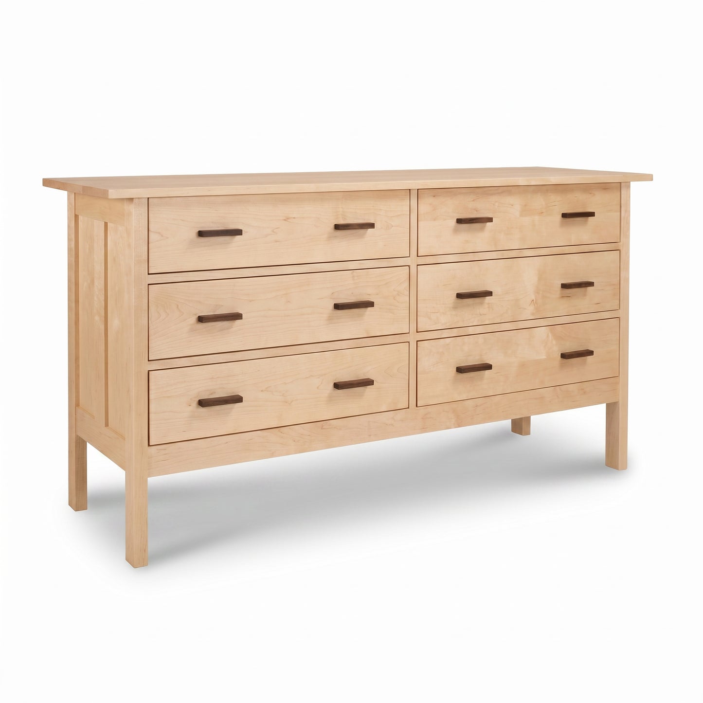 Modern Craftsman 6-Drawer Dresser by Vermont Furniture Designs featuring mission style, sleek handles, and straight legs in solid American hardwood.