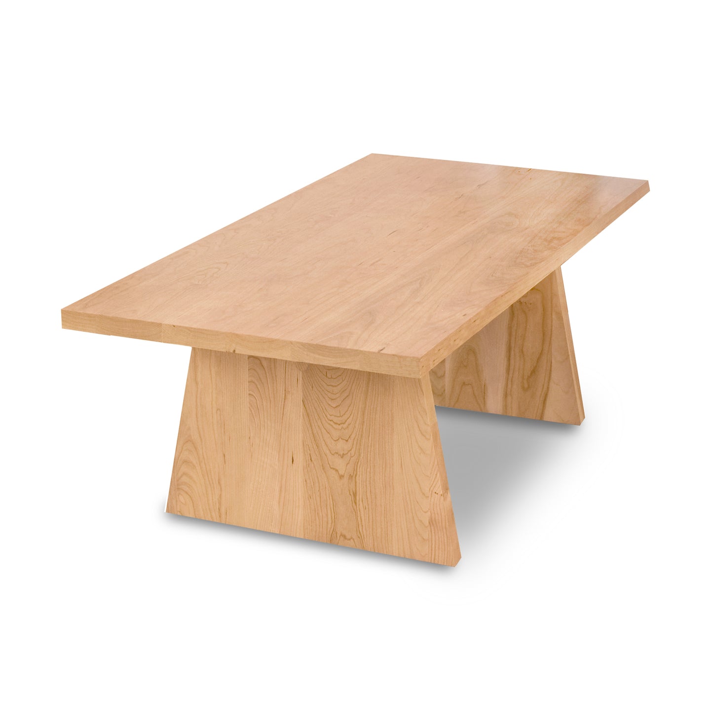 Modern Designer Coffee Table by Lyndon Furniture crafted from solid wood, featuring a flat top and distinctive angled legs, made in Vermont.
