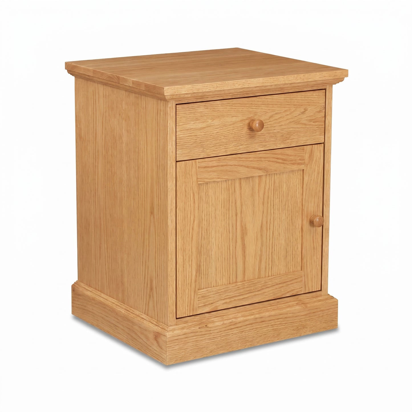 Lyndon Furniture New England Shaker 1-Drawer Nightstand with Door in light wood, showcasing handcrafted quality and classic American design.