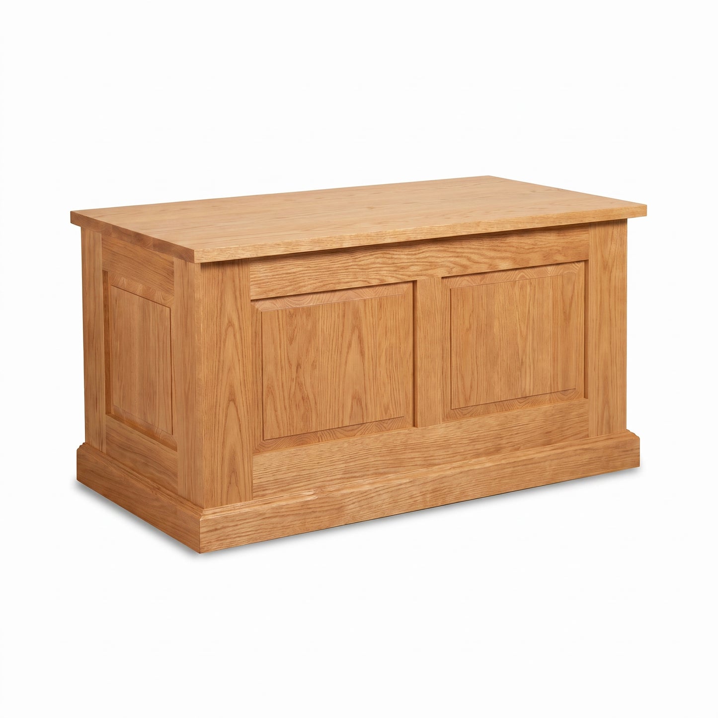 Lyndon Furniture New England Shaker Blanket Box featuring paneled sides and a flat lid, handcrafted in Vermont from solid wood.