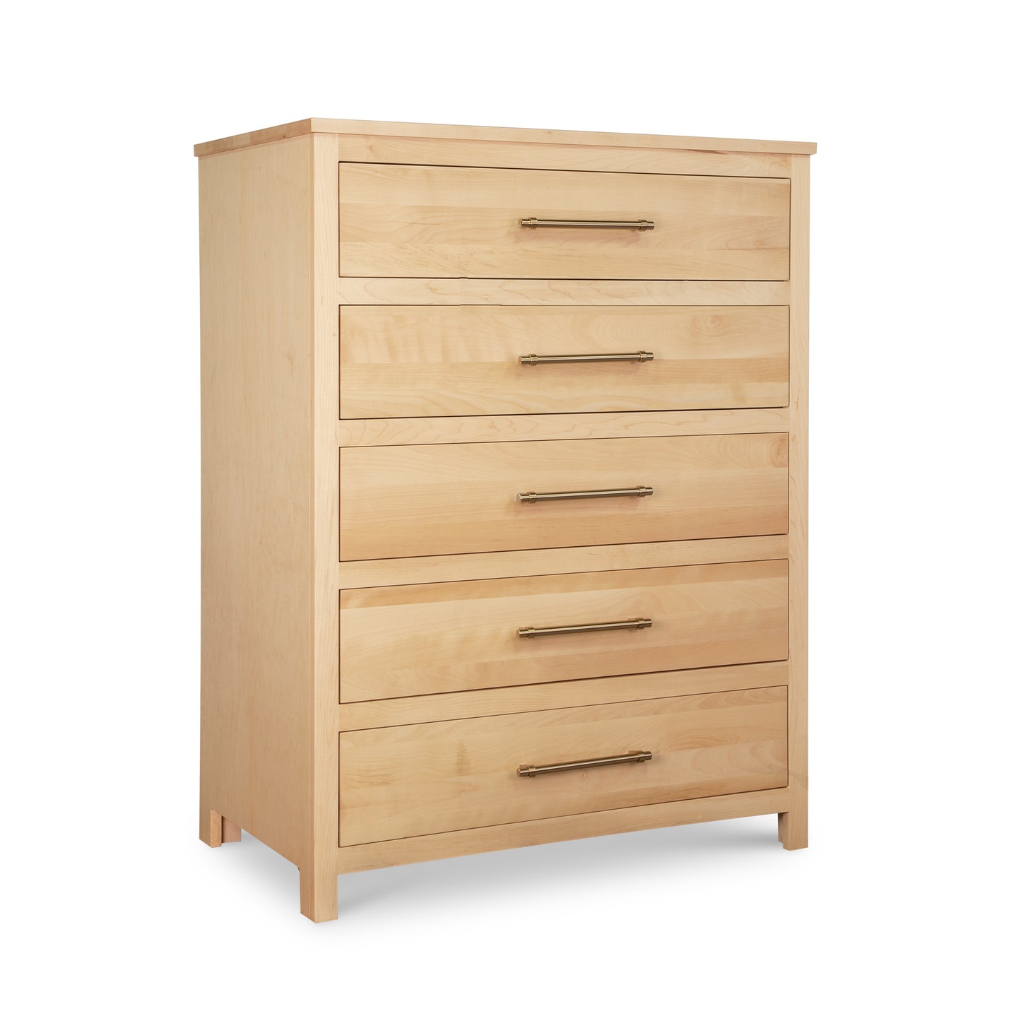 Rockingham 5-Drawer Chest by Vermont Woods Studios, crafted in light maple with sleek metal handles and modern lines, American-made quality furniture.