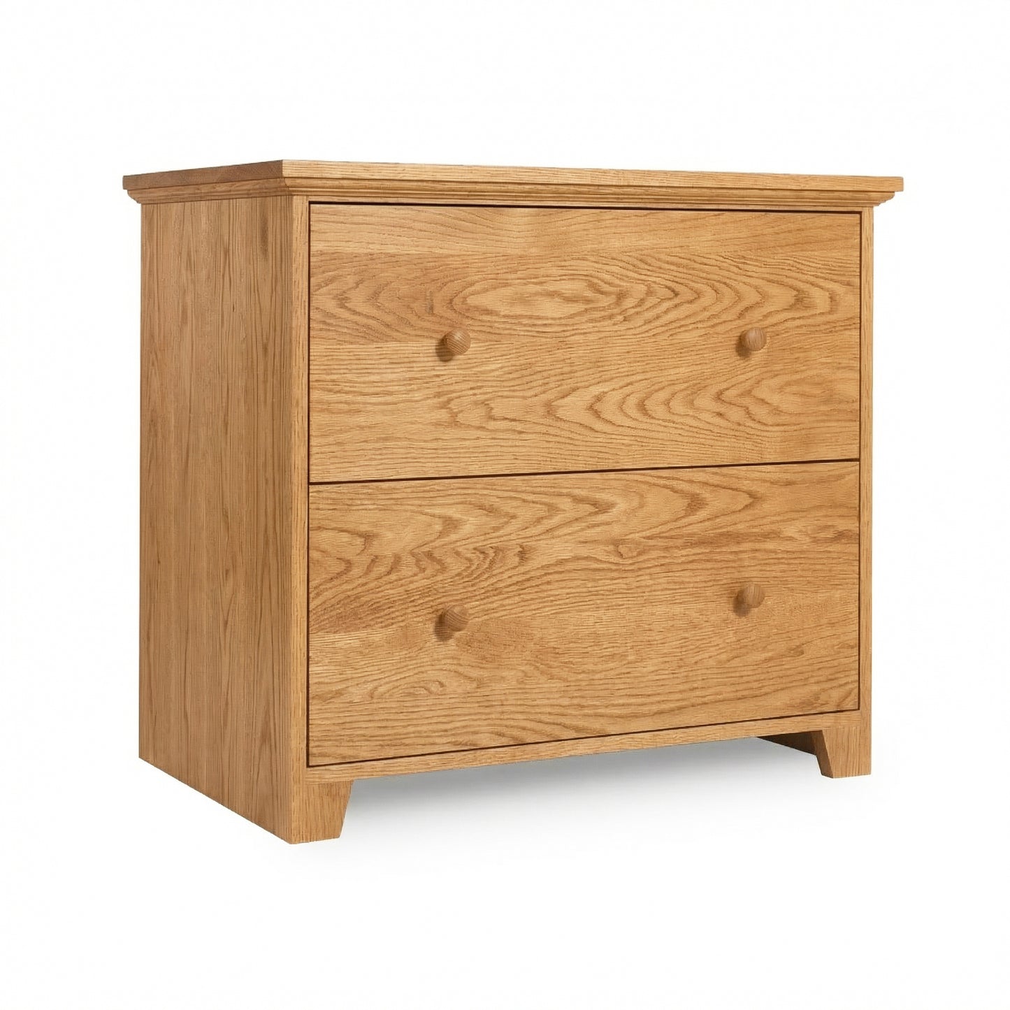 Lyndon Furniture Shaker 2-Drawer Lateral File Cabinet with wide drawers and round wood knobs, handcrafted in the USA from solid hardwood.