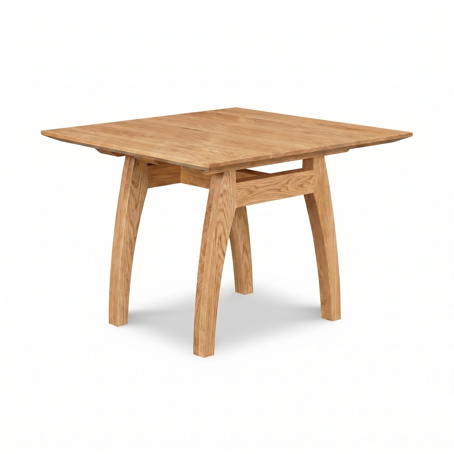 Lyndon Furniture Vermont Modern Trestle End Table with curved legs and natural wood finish, handcrafted American made quality.