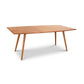 Addison Boat Top Extension Dining Table by Lyndon Furniture featuring a sleek, light brown rectangular wooden top and four elegantly tapered legs.