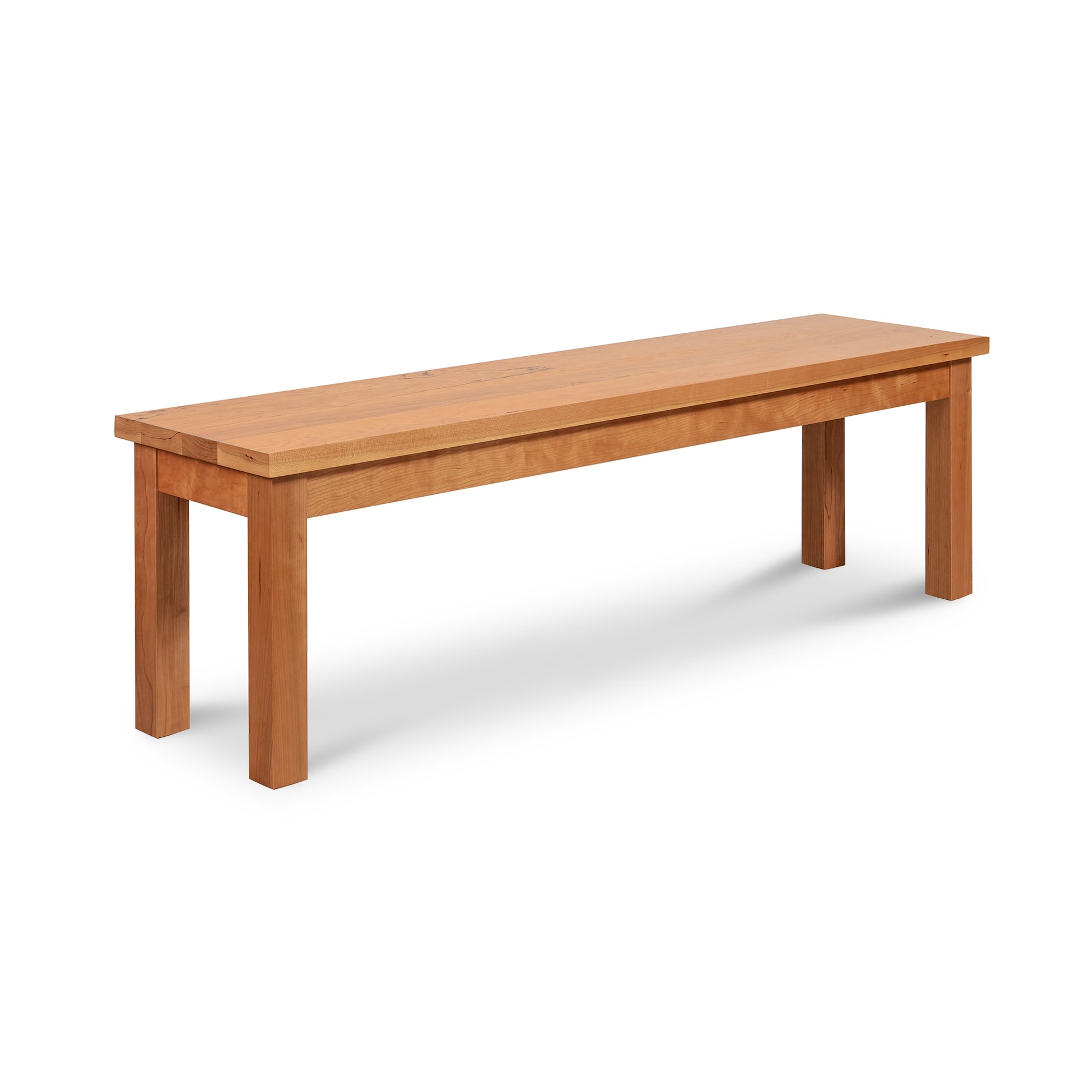 American Mission Bench by Lyndon Furniture with flat seat and four sturdy legs, showcasing classic mission-style craftsmanship in solid wood.