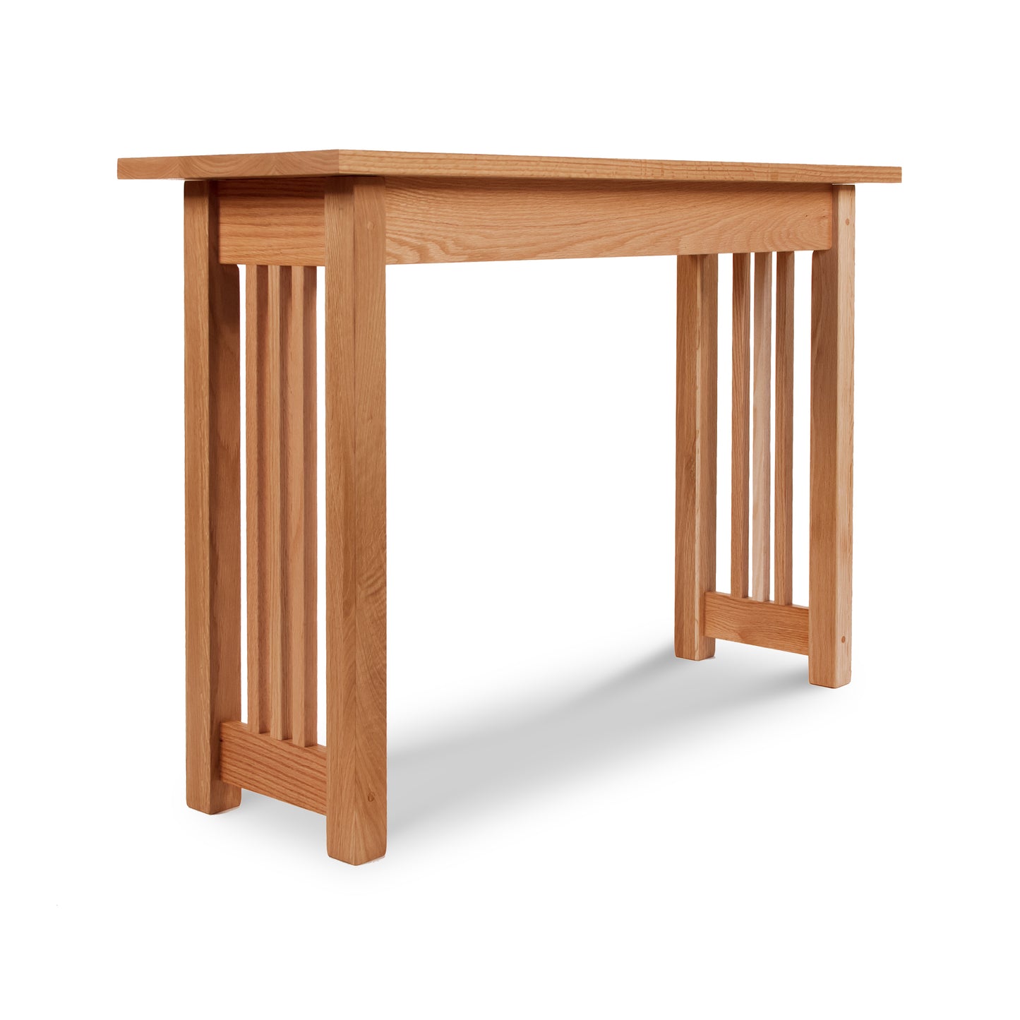 Lyndon Furniture American Mission Sofa Table with solid wood rectangular top and classic vertical slat sides in an artisan-crafted design.