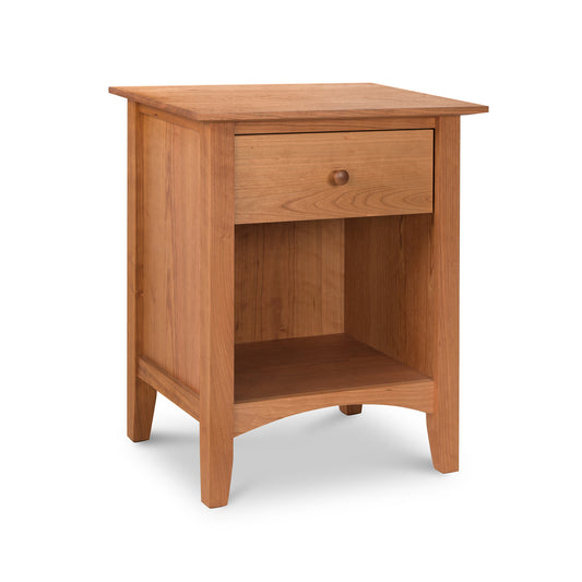 American Shaker 1-Drawer Enclosed Shelf Nightstand, expertly crafted from fine hardwood by Maple Corner Woodworks.
