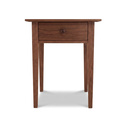 American Shaker 1-Drawer Nightstand by Maple Corner Woodworks in solid hardwood, featuring a central drawer with a round knob.