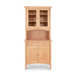 American Shaker Small 38" China Cabinet with glass doors and shelves on top, solid doors and a drawer on the bottom, crafted from light wood for lasting elegance by Maple Corner Woodworks.