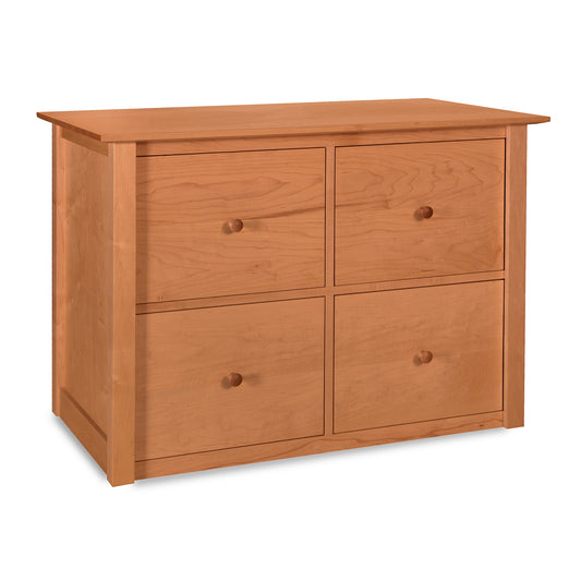 American Shaker 4-Drawer File Credenza from Maple Corner Woodworks featuring four drawers with round knobs, crafted from premium hardwood to embody timeless Shaker design elegance.