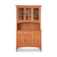 American Shaker 50" China Cabinet by Maple Corner Woodworks, showcasing Vermont craftsmanship with a natural wood finish, featuring two lower drawers and cabinets, and upper glass-paneled doors.