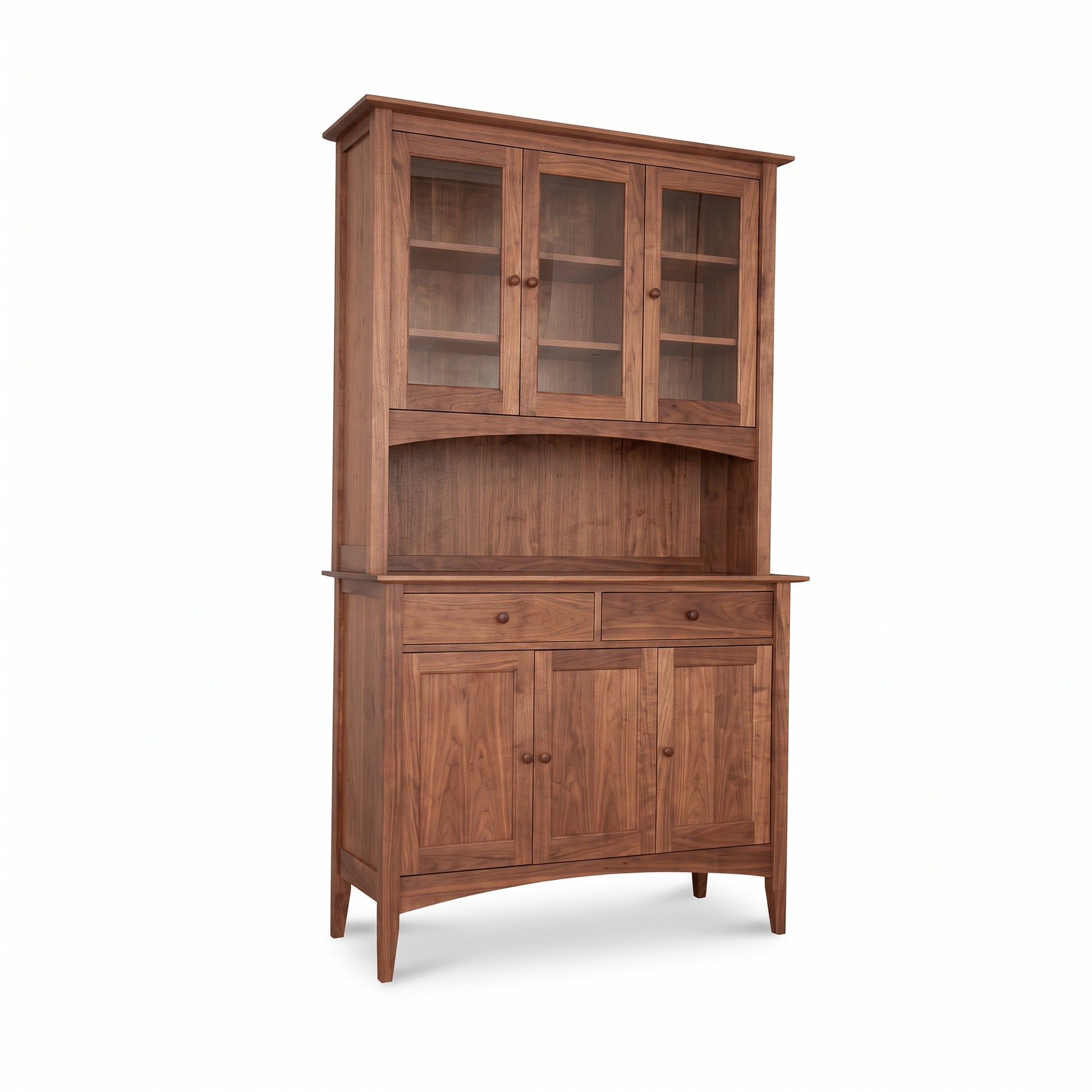 American Shaker 50" China Cabinet by Maple Corner Woodworks with glass doors, drawers, and solid hardwood construction.