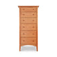 American Shaker Lingerie Chest by Maple Corner Woodworks with seven elegant drawers and round knobs, showcasing a timeless Vermont Shaker style made from light-colored wood.