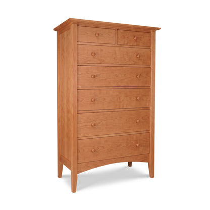 Maple Corner Woodworks American Shaker 7-Drawer Chest features a natural finish, expert craftsmanship, and sleek four-leg design.