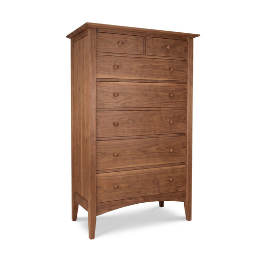 Maple Corner Woodworks American Shaker 7-Drawer Chest, handcrafted in Vermont, features solid maple and classic Shaker design with four sturdy legs.