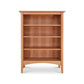 American Shaker Bookcase in light hardwood by Maple Corner Woodworks, featuring four spacious shelves and an open back, front view.