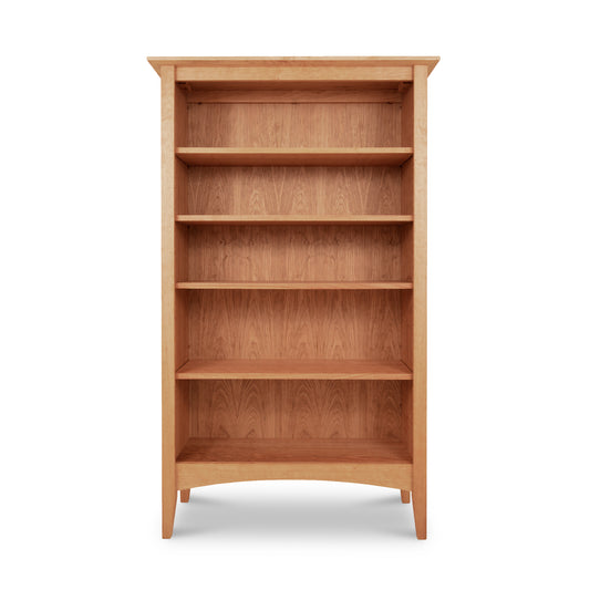 American Shaker Bookcase by Maple Corner Woodworks with five spacious shelves, crafted from sustainably harvested wood, showcasing the timeless elegance of Shaker Furniture.