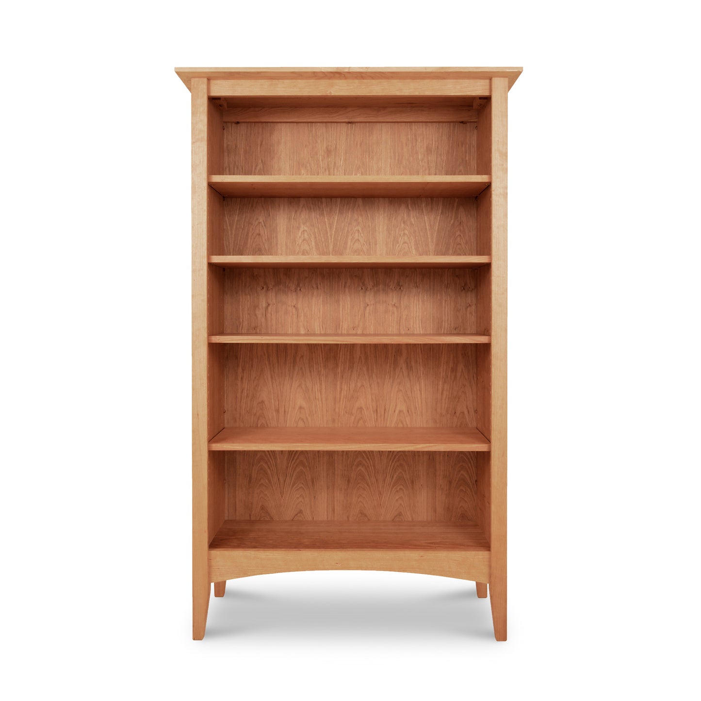 American Shaker Bookcase by Maple Corner Woodworks features five spacious shelves, expertly crafted from solid wood in classic Shaker style.