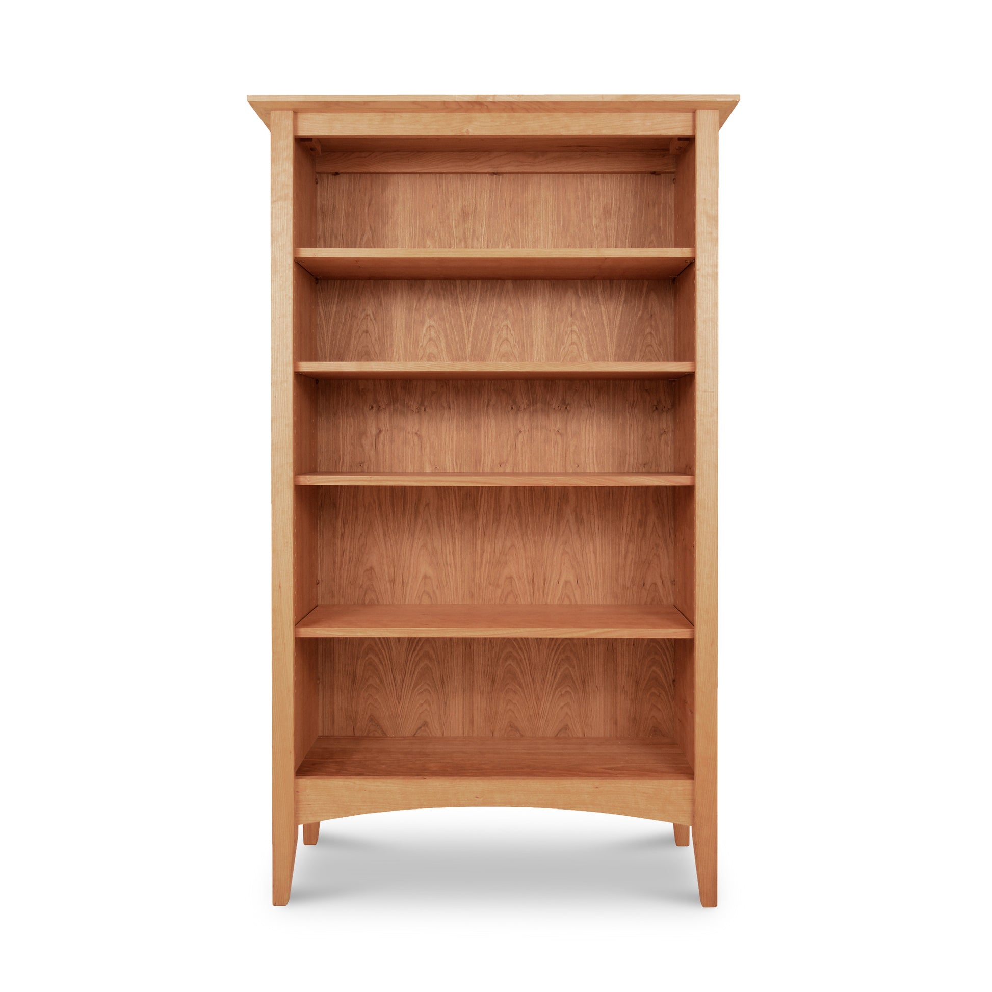 American Shaker Bookcase by Maple Corner Woodworks features five spacious shelves, expertly crafted from solid wood in classic Shaker style.