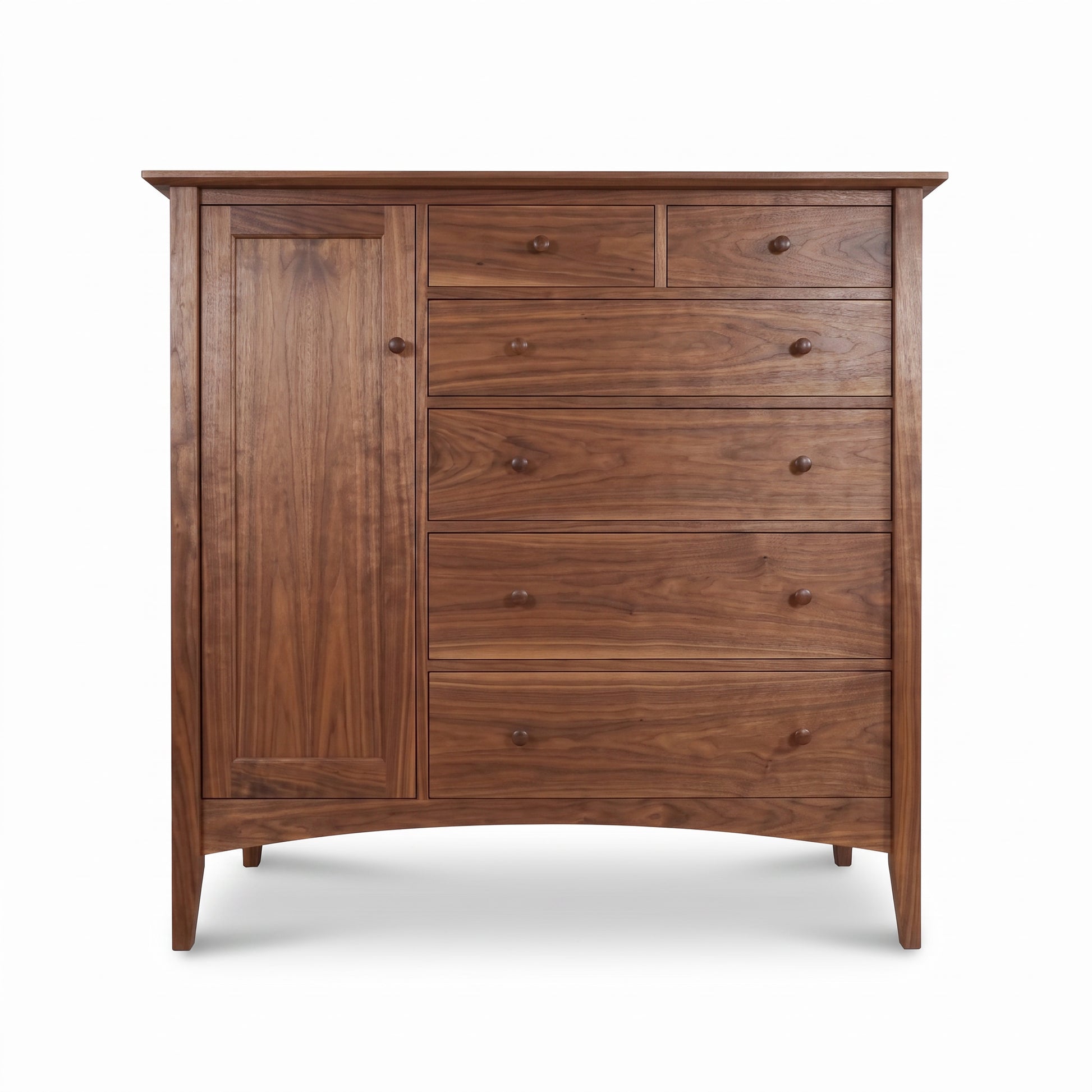 American Shaker Gent's Chest by Maple Corner Woodworks with 5 drawers, side cabinet, and premium Vermont solid hardwood craftsmanship.