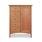 American Shaker Sweater Chest by Maple Corner Woodworks with five left-side drawers and one tall right-side cabinet door, showcasing fine Vermont craftsmanship.