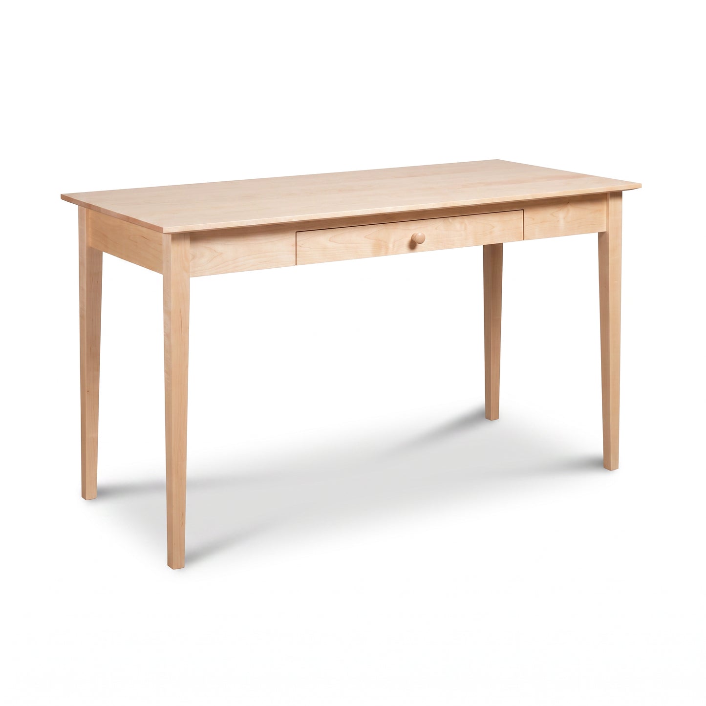 American Shaker Writing Desk by Maple Corner Woodworks with central drawer and round knob, expertly handcrafted in Vermont from solid wood.