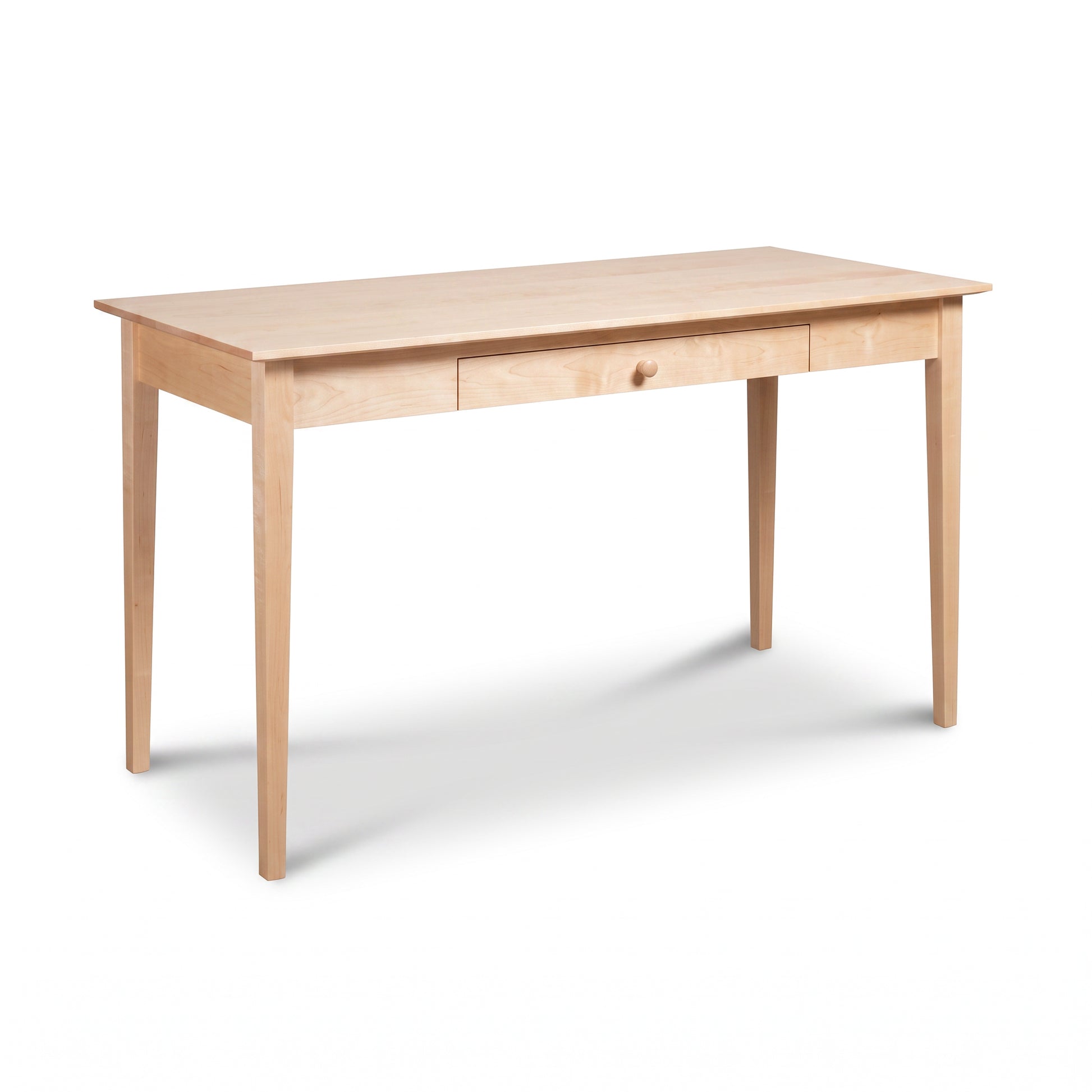 American Shaker Writing Desk by Maple Corner Woodworks with central drawer and round knob, expertly handcrafted in Vermont from solid wood.