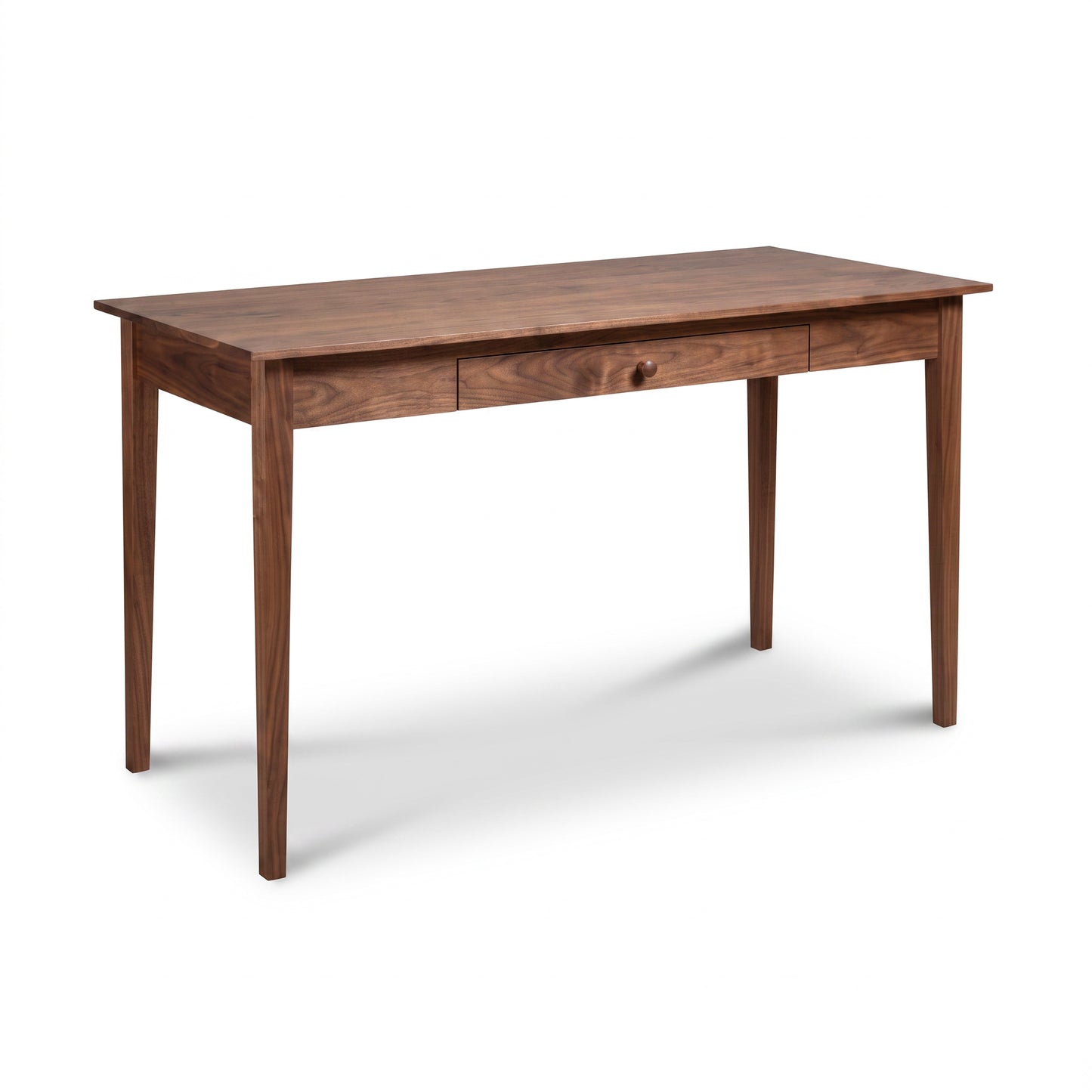 Handcrafted American Shaker Writing Desk by Maple Corner Woodworks, made of solid hardwood with a center drawer and classic round knob.