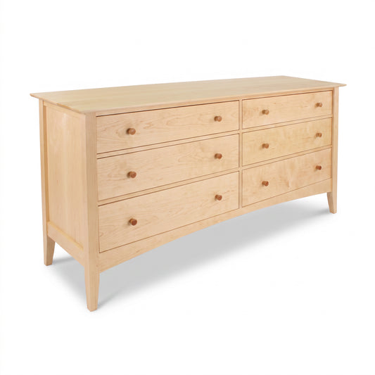 American Shaker 6-Drawer Dresser by Maple Corner Woodworks in solid wood, featuring classic lines and handcrafted Vermont quality.