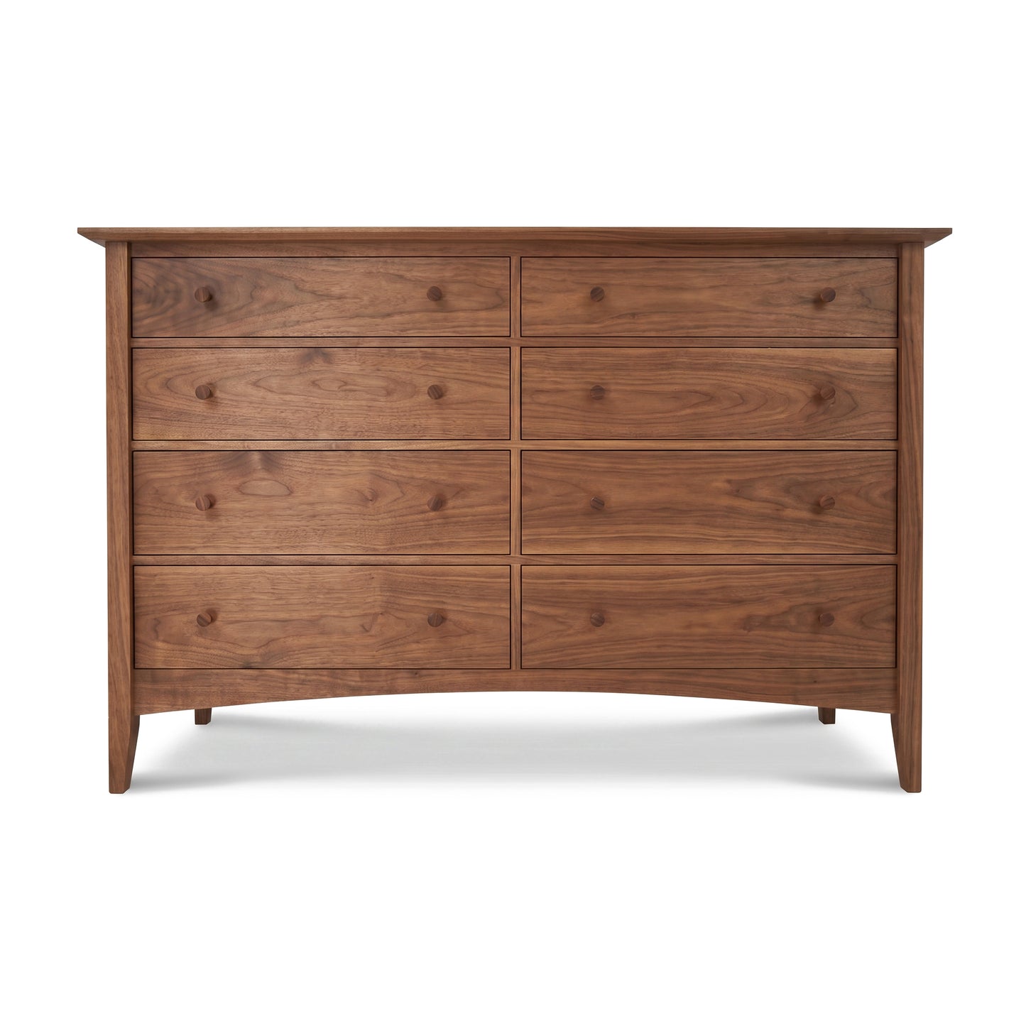 American-made Maple Corner Woodworks Shaker 8-drawer dresser in solid wood with a natural finish, expertly crafted in Vermont.