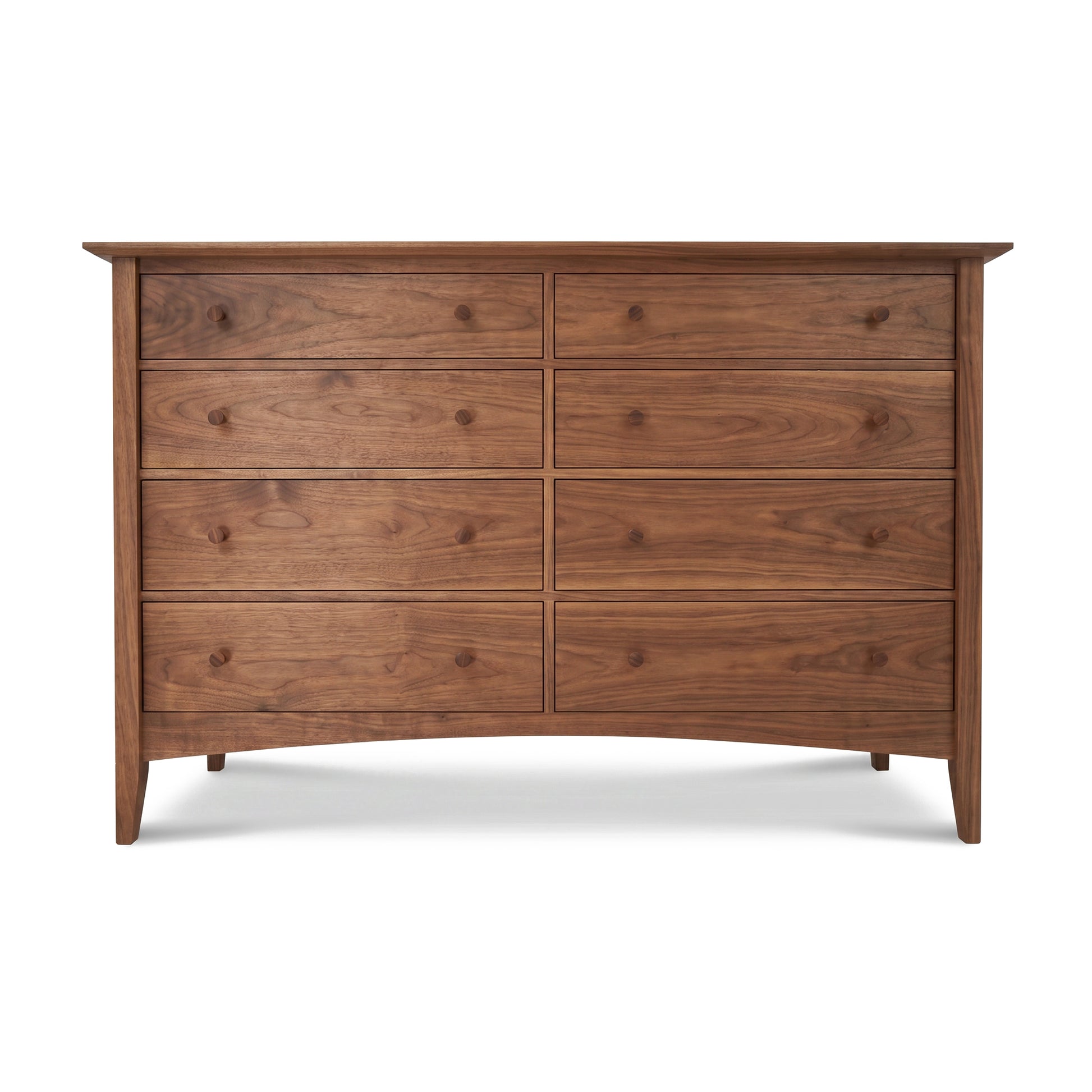 American-made Maple Corner Woodworks Shaker 8-drawer dresser in solid wood with a natural finish, expertly crafted in Vermont.