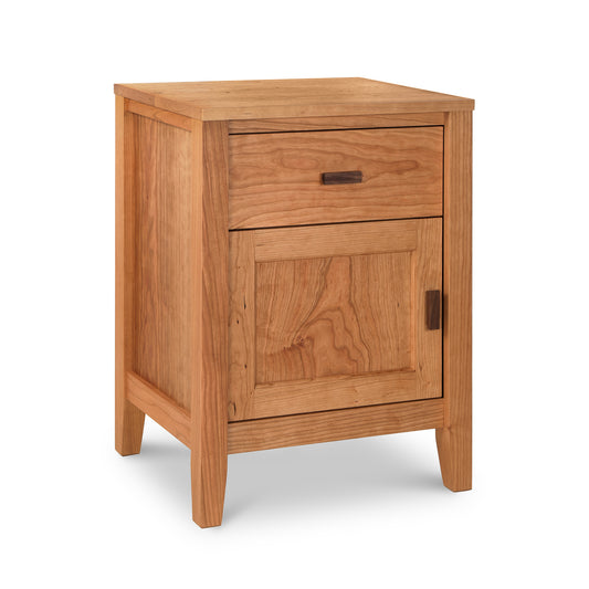 Andover Modern 1-Drawer Nightstand by Maple Corner Woodworks, featuring sustainable hardwood with a sleek drawer and cabinet door with minimalist handles.
