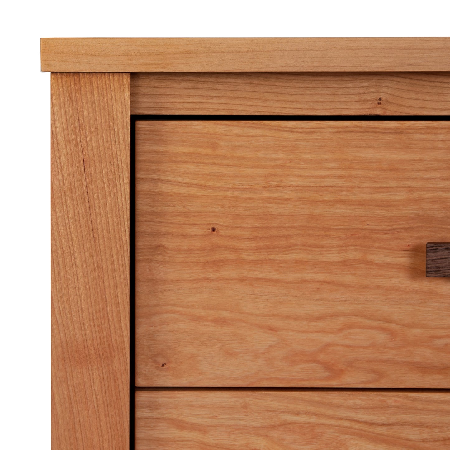 Andover Modern 3-Drawer Nightstand by Maple Corner Woodworks featuring visible wood grain and a simple square handle highlighting Vermont craftsmanship.