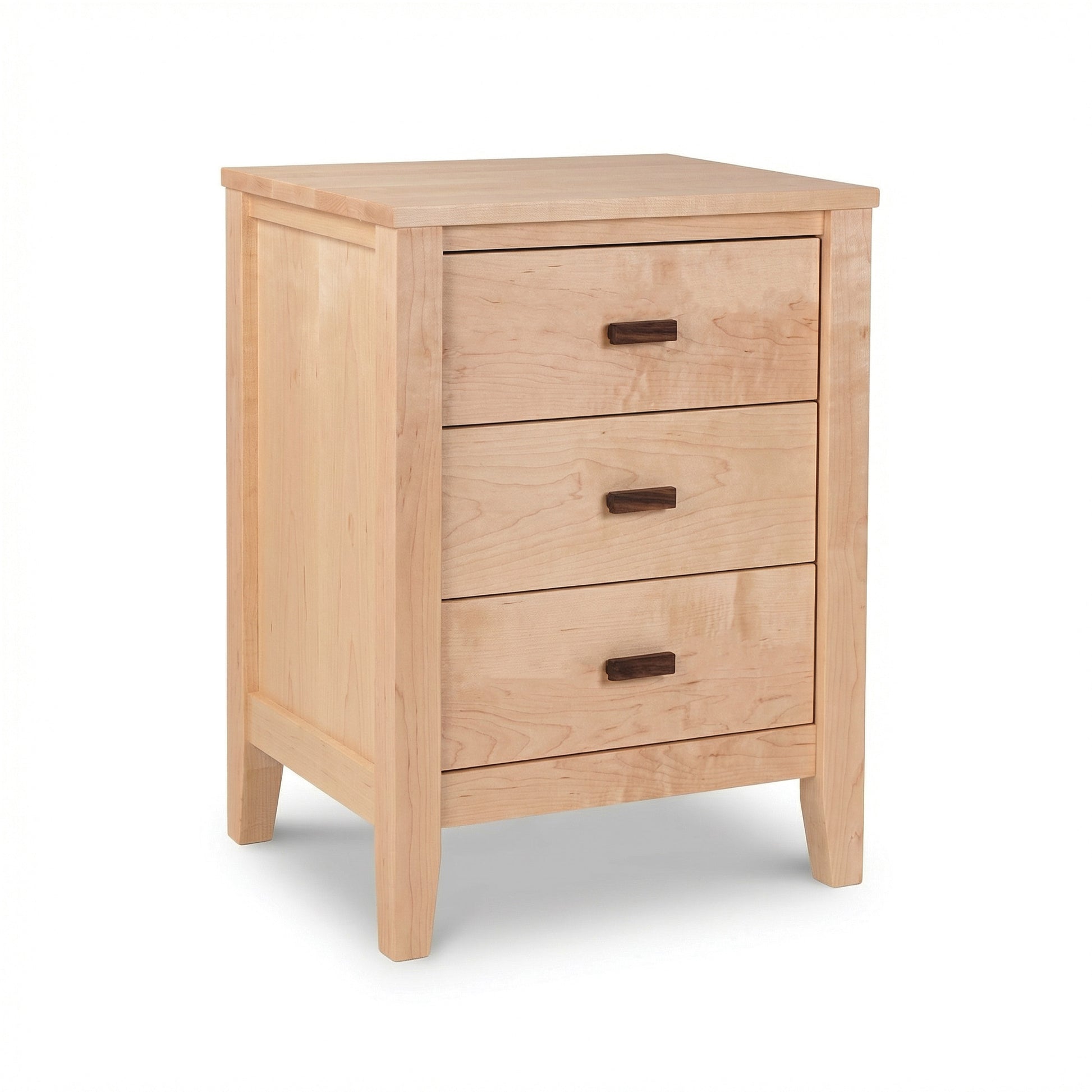 Andover Modern 3-Drawer Nightstand by Maple Corner Woodworks in light solid wood, showcasing minimalist Vermont craftsmanship and quality American design.