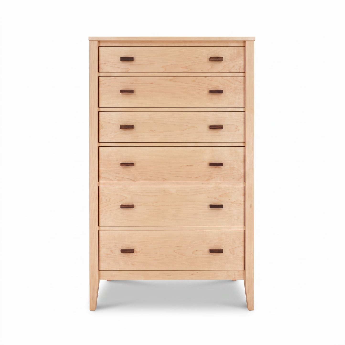 Andover Modern 6-Drawer Chest by Maple Corner Woodworks in solid wood with rectangular handles, showcasing fine American craftsmanship.