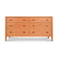 Sustainable Andover Modern 6-Drawer Dresser with natural finish and brown handles by Maple Corner Woodworks.