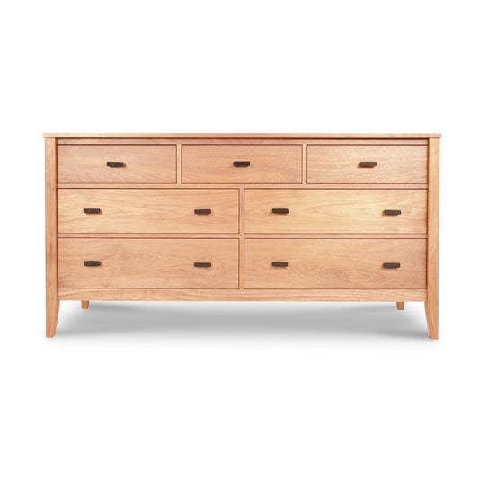 Andover Modern 7-Drawer Dresser by Maple Corner Woodworks with spacious drawers and dark handles in a pristine white finish.