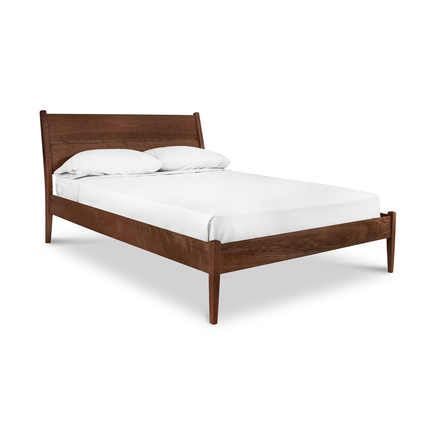 Andover Modern Incline Bed by Maple Corner Woodworks with solid wood frame, featuring a white mattress and two pillows.
