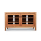 Andover Modern 45" TV Stand by Maple Corner Woodworks with glass doors, two shelves, and handcrafted from sustainable American hardwood.