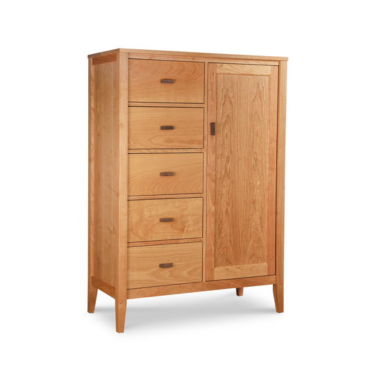 Andover Modern Sweater Chest by Maple Corner Woodworks features sleek lines, multiple drawers, and a single door; expertly crafted in solid wood.