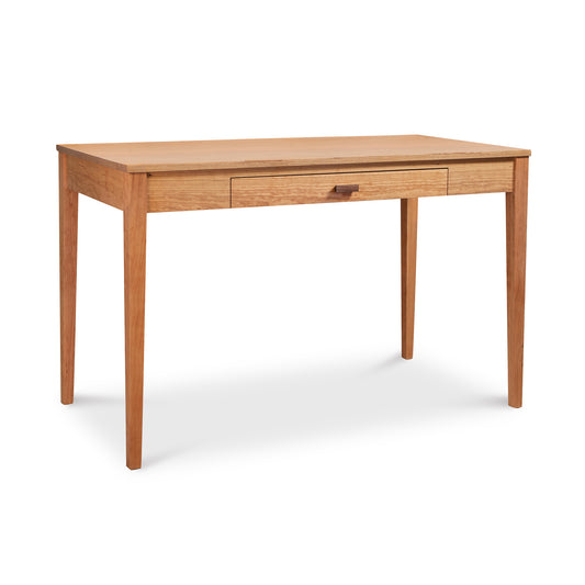 Andover Modern Writing Desk - handcrafted with a smooth surface, elegant straight legs, and a functional center drawer by Maple Corner Woodworks.
