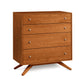Astrid 4-Drawer Chest by Copeland Furniture in natural North American hardwood with unique angled legs.